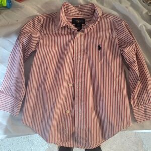 Ralph Lauren Red and White Striped Kids Shirt